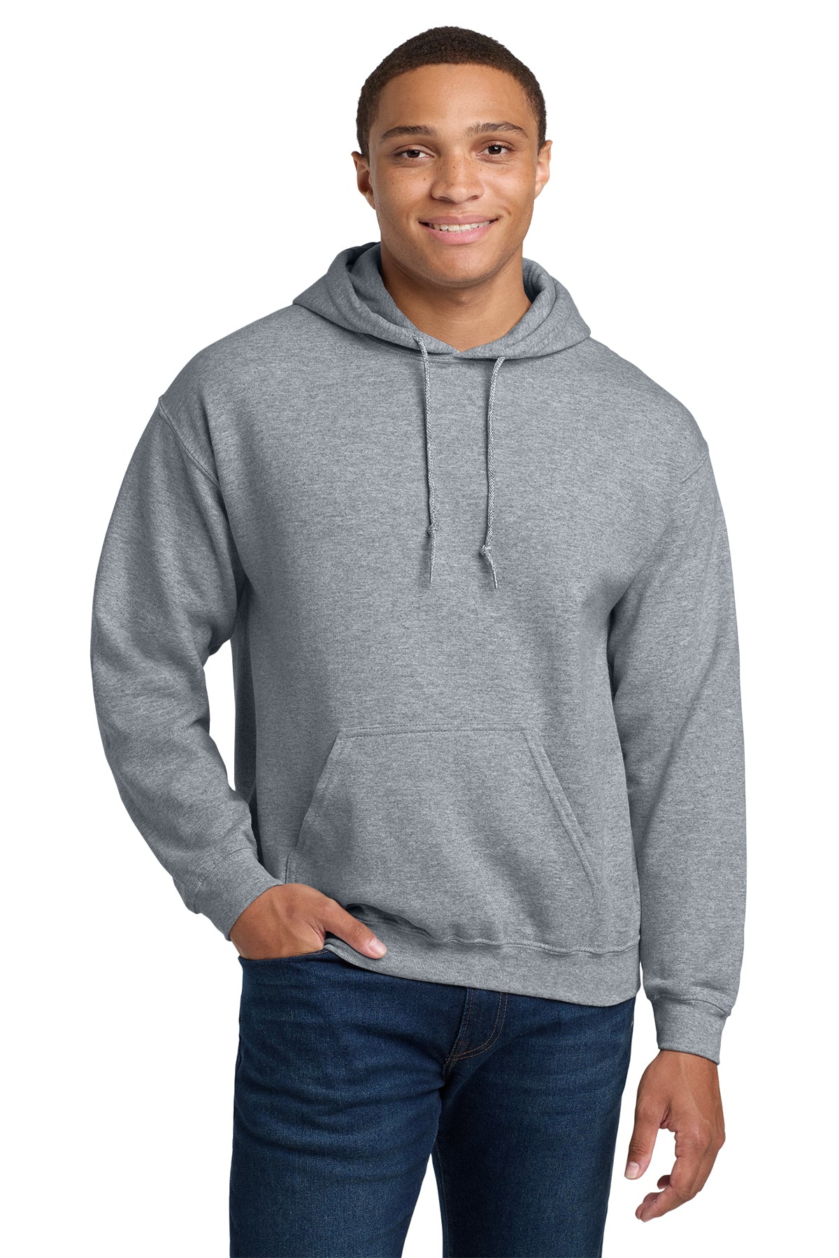 Gildan 18500 hooded sweatshirt in sport grey, front