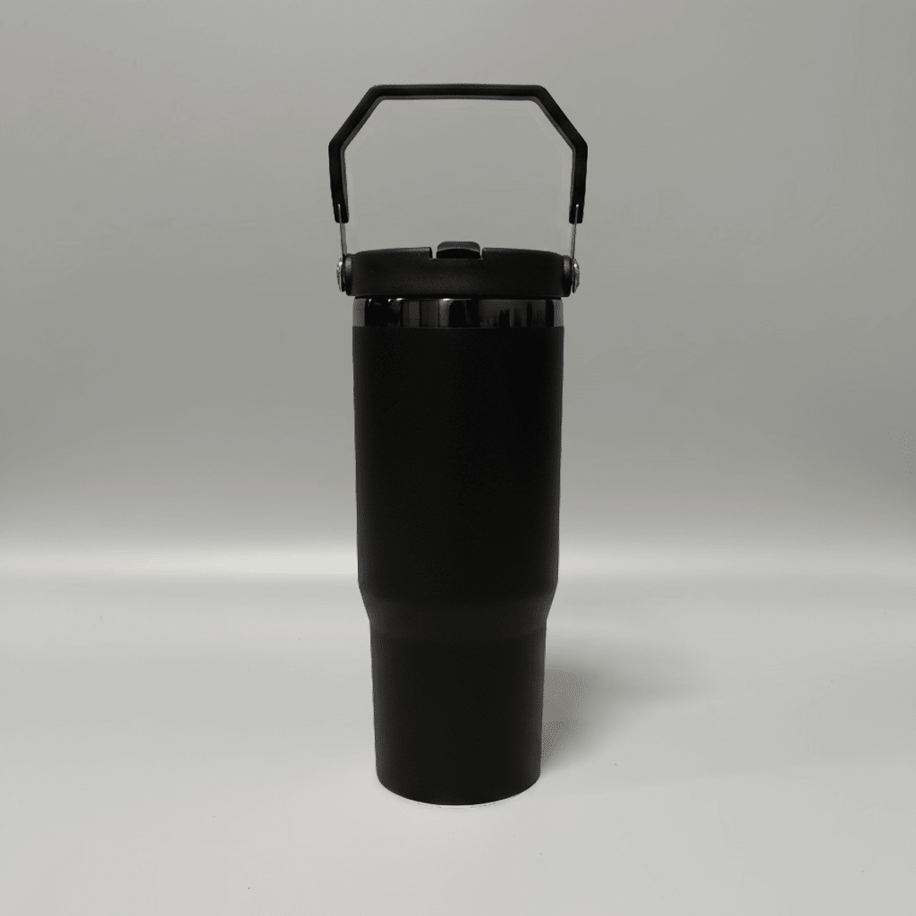 30oz Black Plated Flip Tumbler